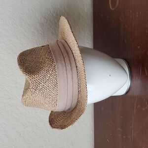 Seagrass Straw Hat Gambler Hat Vented Seagrass Fedora, Medium